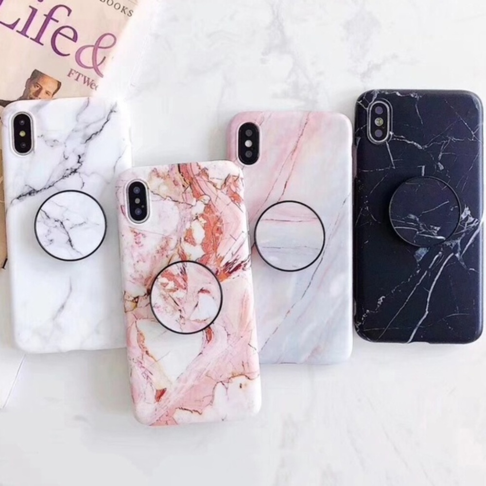 NEW iPhone 13/12/11/Pro/Max/XR Marble W/ holder iphone case - Picture 2 of 8